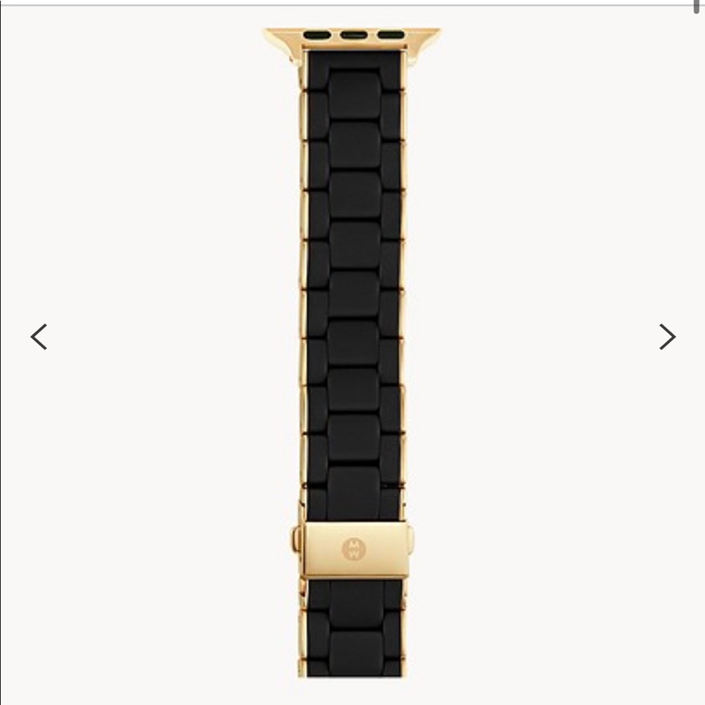 Authentic Michele Black and Gold-Tone Silicone-Wrapped Band for Apple Watch®